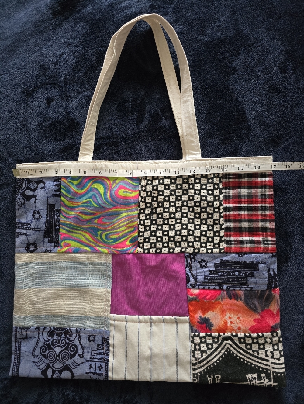 Patchwork Handmade Tote Bag in Multicolor - Picture 4 of 6